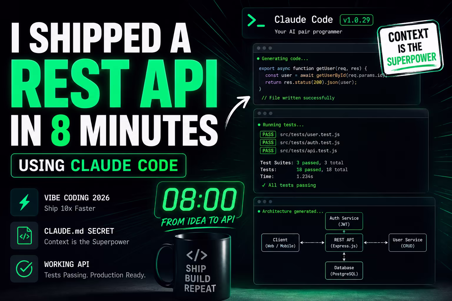 I Shipped a REST API in 8 Minutes Using Claude Code - Here's Exactly How